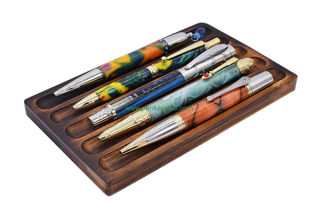 RZ-PH40-DBDark brown 5 slots Bamboo pen holder